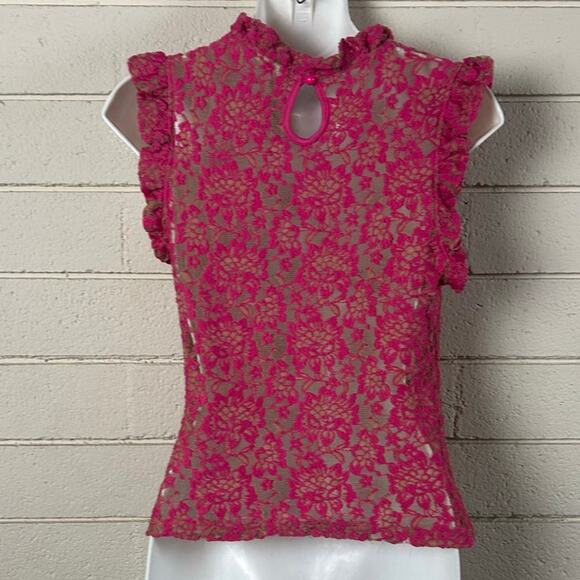 Anthropologie Dolan Pink Rose Ruffled Top size XS - Picture 6 of 8